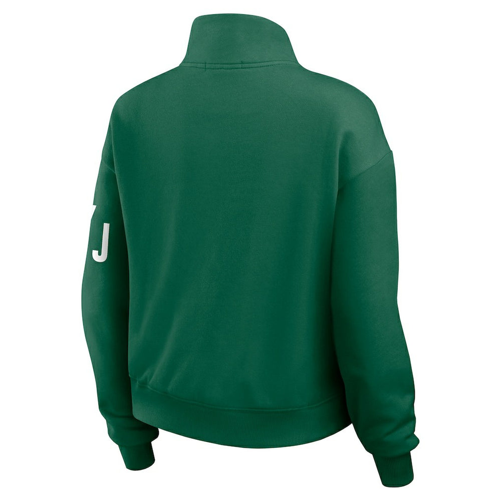 New York Jets WEAR by Erin Andrews Women's Quarter-Zip Jacket Green