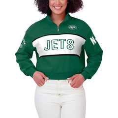 New York Jets WEAR by Erin Andrews Women's Quarter-Zip Jacket Green