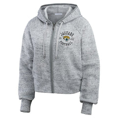 Jacksonville Jaguars WEAR by Erin Andrews Women's Speckled Fleece Cropped Full-Zip Hoodie Heather Gray