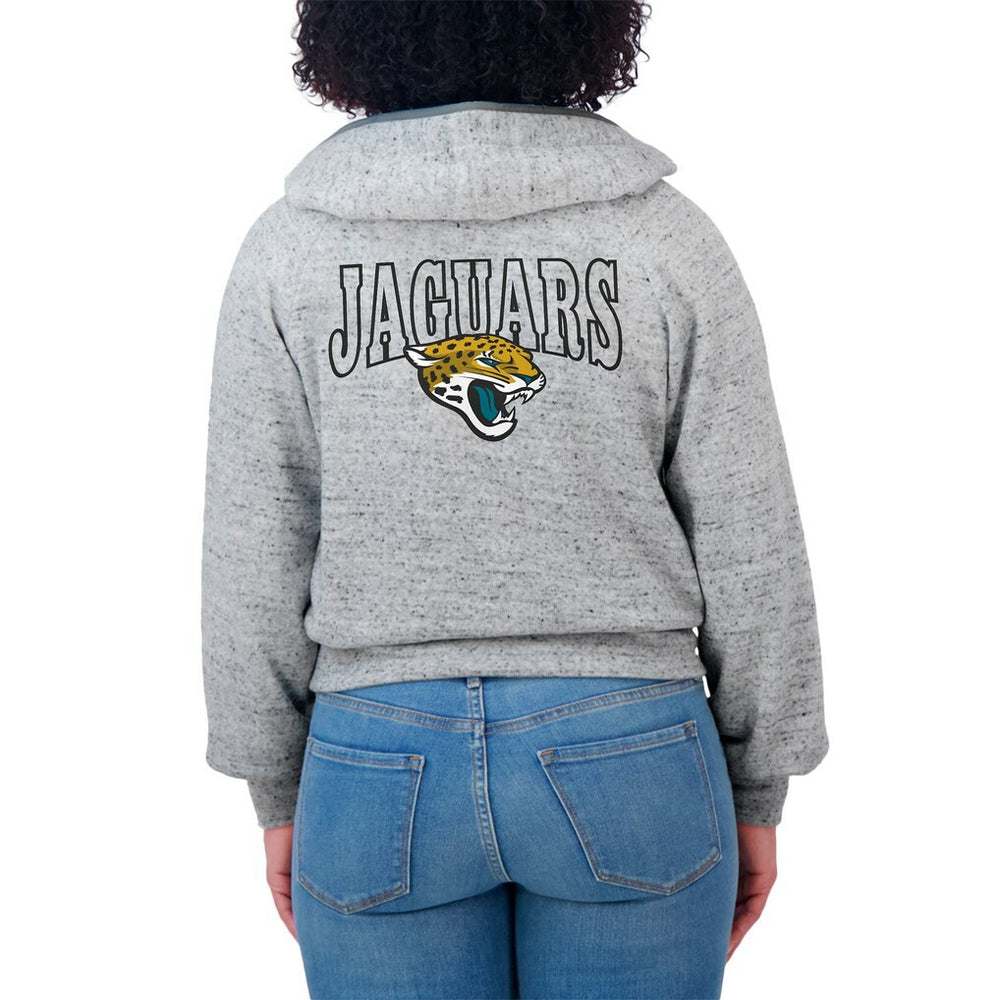 Jacksonville Jaguars WEAR by Erin Andrews Women's Speckled Fleece Cropped Full-Zip Hoodie Heather Gray