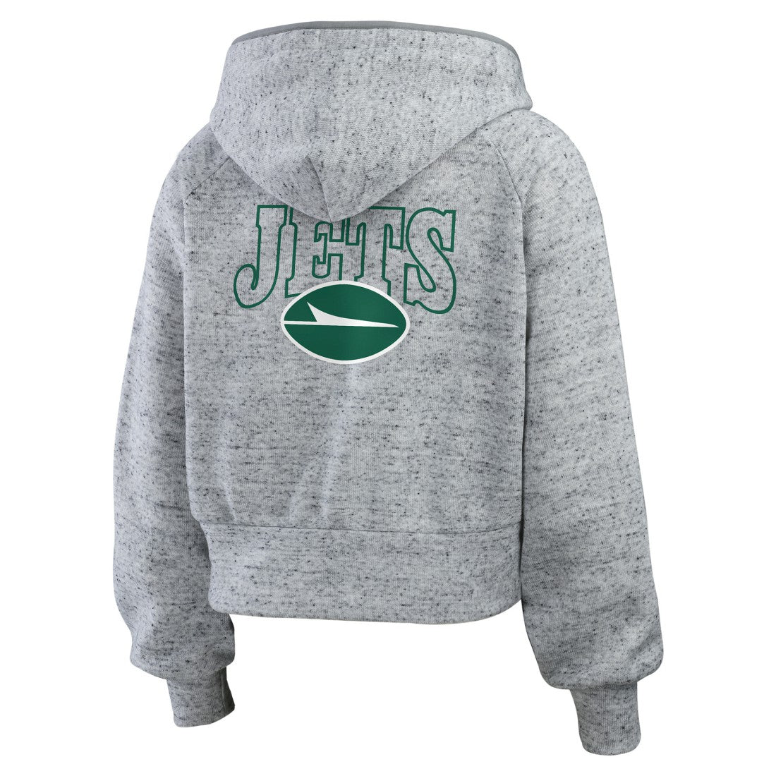 New York Jets WEAR by Erin Andrews Women's Speckled Fleece Cropped Full-Zip Hoodie Heather Gray