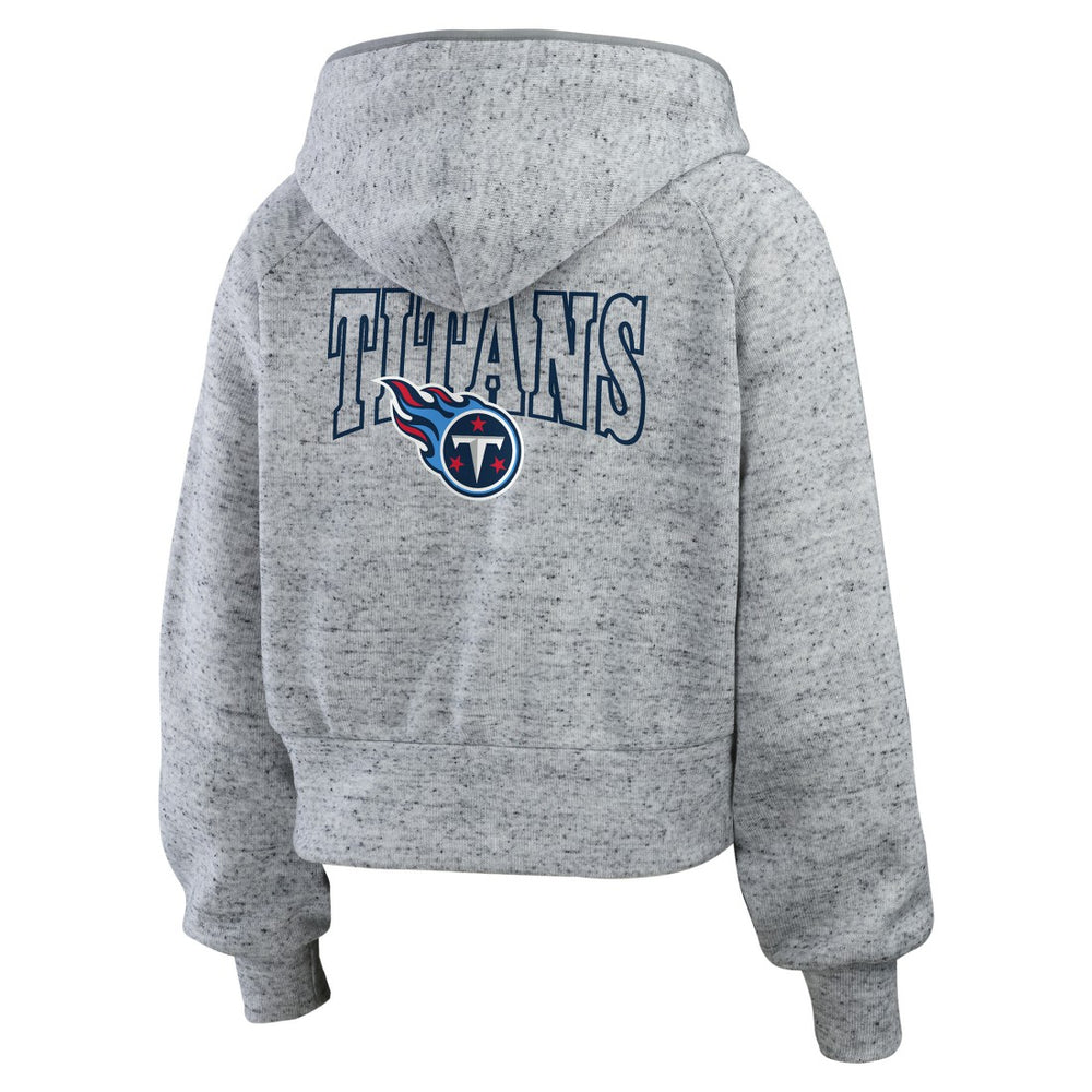 Tennessee Titans WEAR by Erin Andrews Women's Speckled Fleece Cropped Full-Zip Hoodie Heather Gray