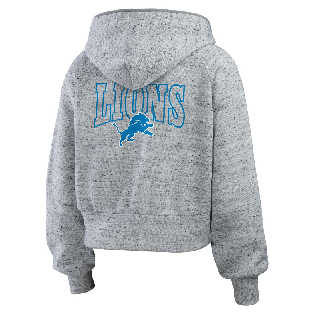 Detroit Lions WEAR by Erin Andrews Women's Speckled Fleece Cropped Full-Zip Hoodie Heather Gray