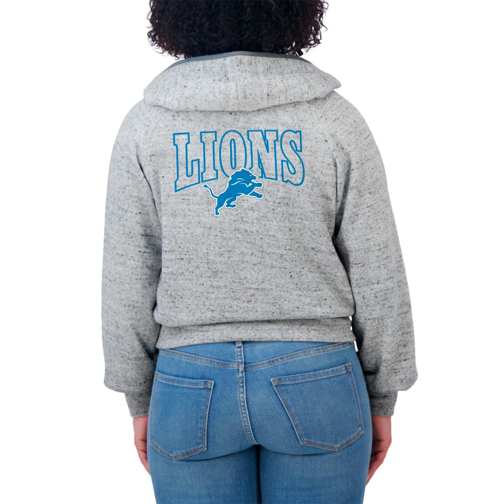 Detroit Lions WEAR by Erin Andrews Women's Speckled Fleece Cropped Full-Zip Hoodie Heather Gray
