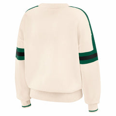 New York Jets WEAR by Erin Andrews Women's Stripe Pullover Sweater Cream
