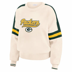 Green Bay Packers WEAR by Erin Andrews Women's Stripe Pullover Sweater Cream