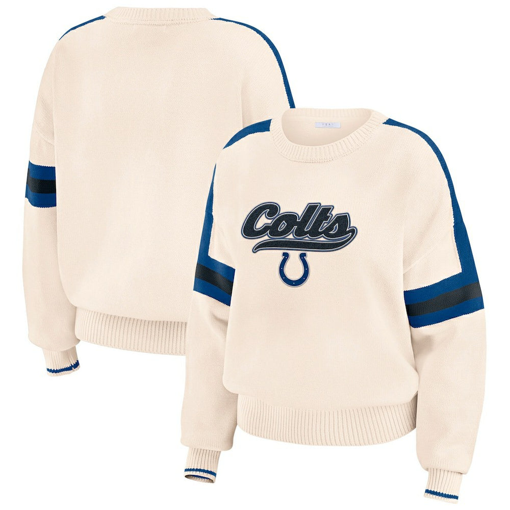 Indianapolis Colts WEAR by Erin Andrews Women's Stripe Pullover Sweater Cream