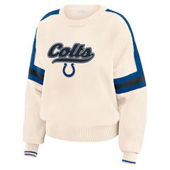 Indianapolis Colts WEAR by Erin Andrews Women's Stripe Pullover Sweater Cream