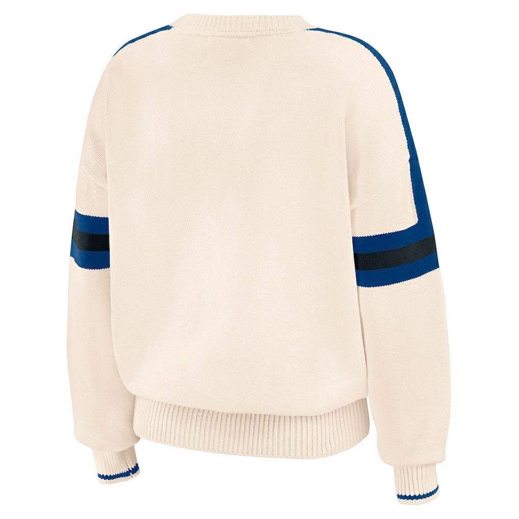 Indianapolis Colts WEAR by Erin Andrews Women's Stripe Pullover Sweater Cream