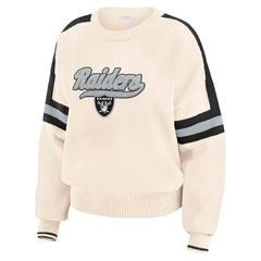Las Vegas Raiders WEAR by Erin Andrews Women's Stripe Pullover Sweater Cream