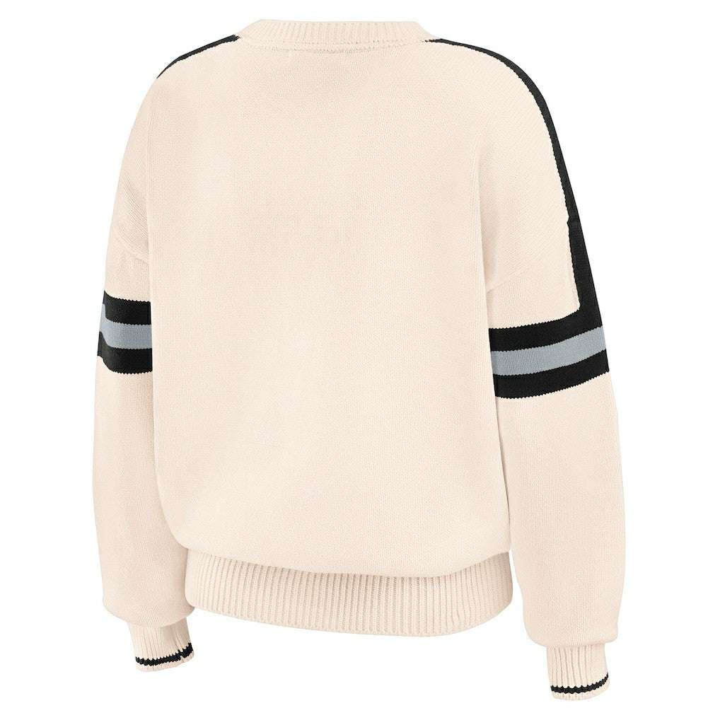 Las Vegas Raiders WEAR by Erin Andrews Women's Stripe Pullover Sweater Cream
