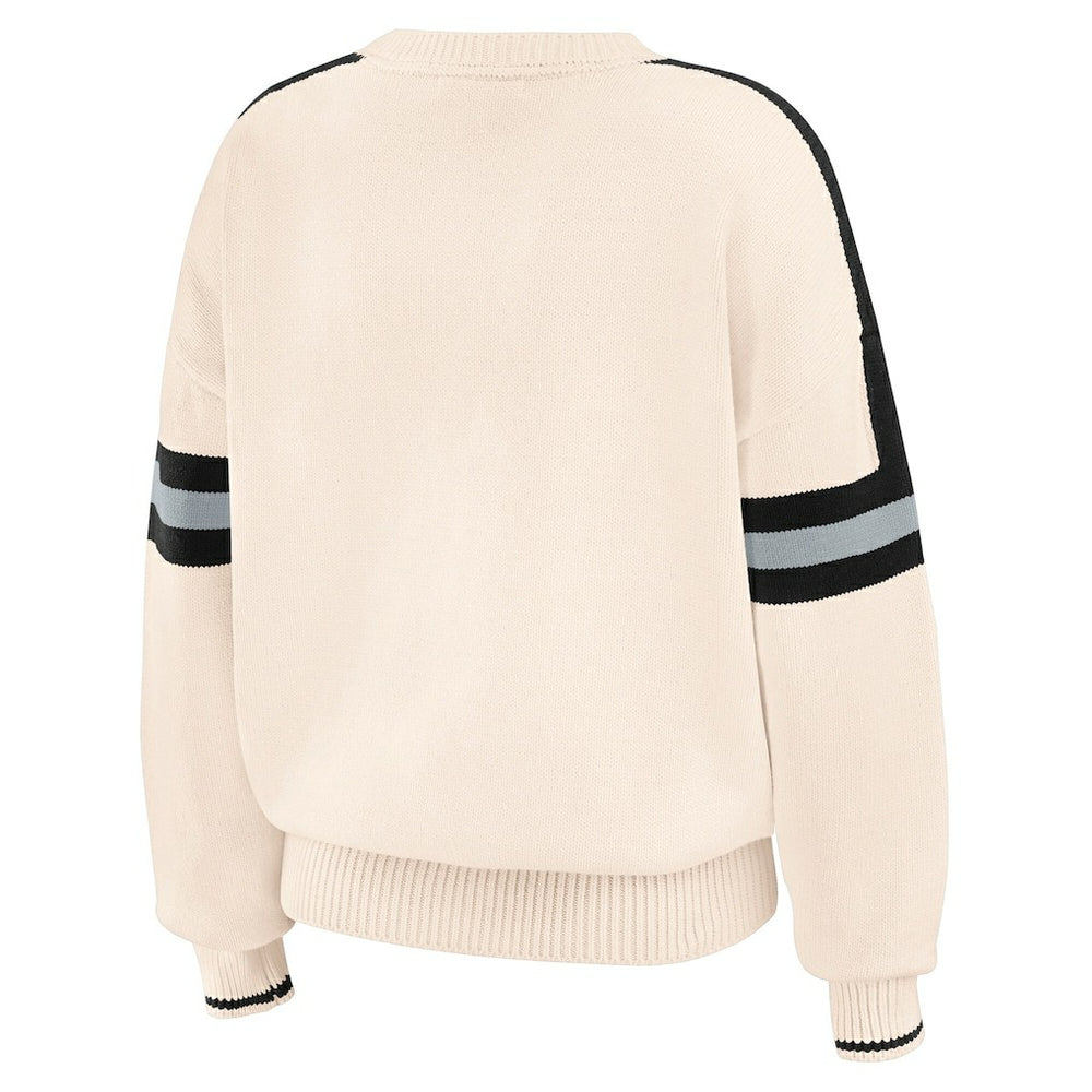 Las Vegas Raiders WEAR by Erin Andrews Women's Stripe Pullover Sweater Cream