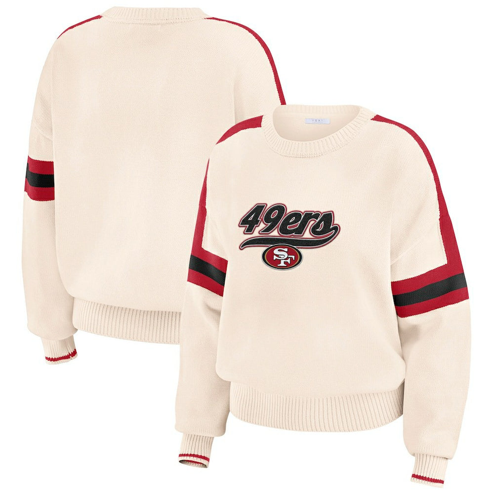 San Francisco 49ers WEAR by Erin Andrews Women's Stripe Pullover Sweater Cream