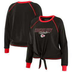 Kansas City Chiefs WEAR by Erin Andrews Women's Tie-Front Long Sleeve T-Shirt Black