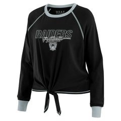 Las Vegas Raiders WEAR by Erin Andrews Women's Tie-Front Long Sleeve T-Shirt Black