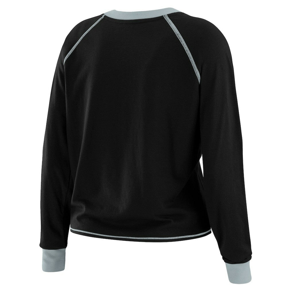 Las Vegas Raiders WEAR by Erin Andrews Women's Tie-Front Long Sleeve T-Shirt Black