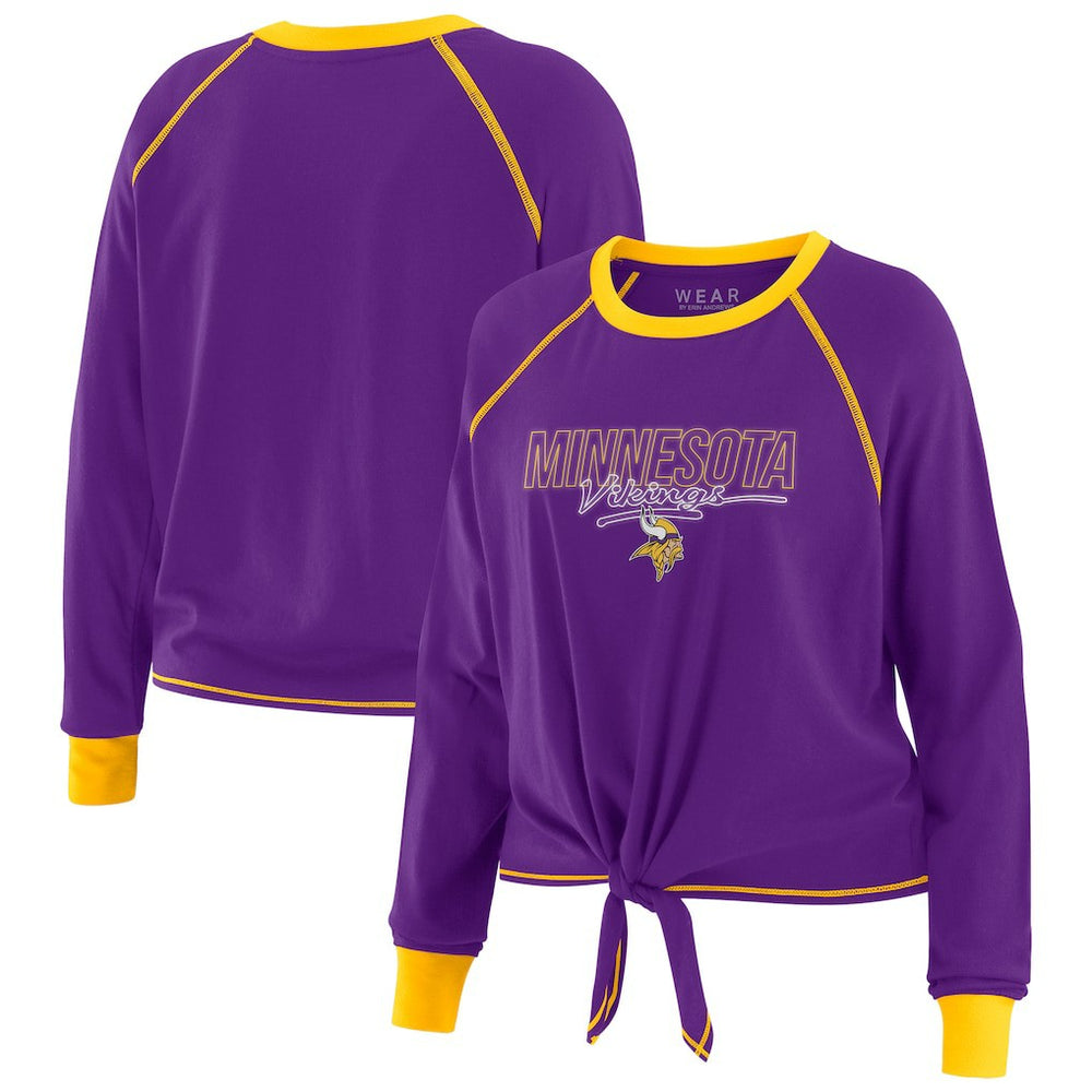 Minnesota Vikings WEAR by Erin Andrews Women's Tie-Front Long Sleeve T-Shirt Purple