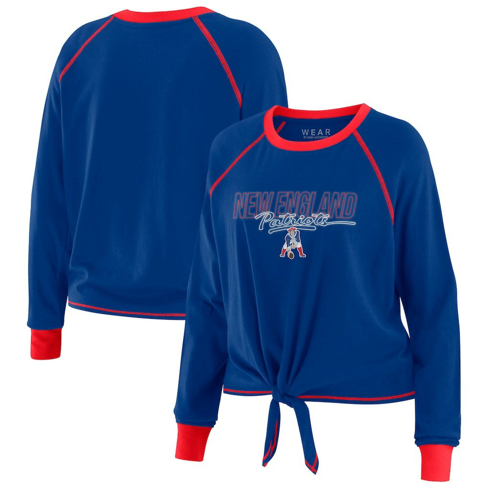 New England Patriots WEAR by Erin Andrews Women's Tie-Front Long Sleeve T-Shirt Royal