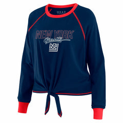 New York Giants WEAR by Erin Andrews Women's Tie-Front Long Sleeve T-Shirt Royal