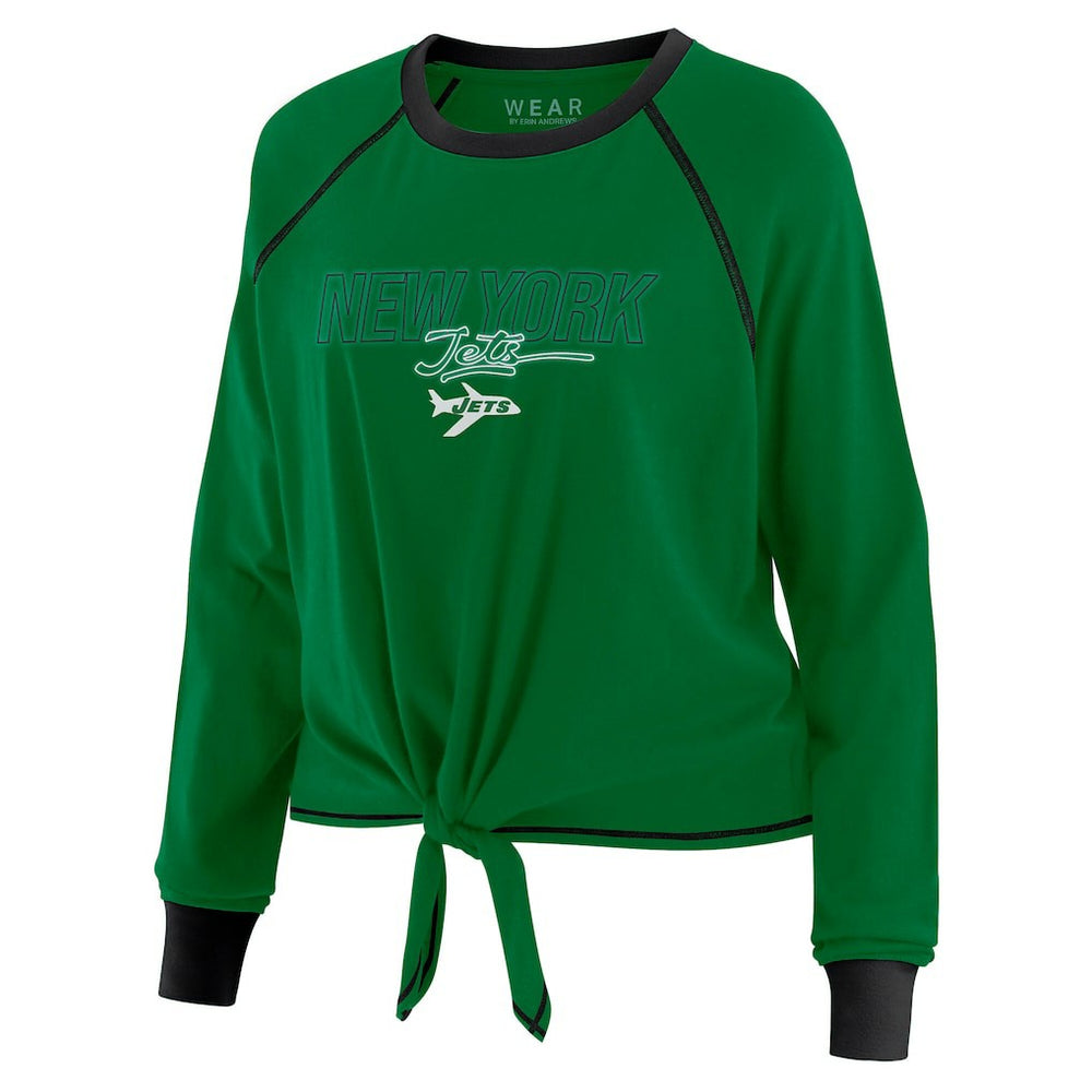New York Jets WEAR by Erin Andrews Women's Tie-Front Long Sleeve T-Shirt Green