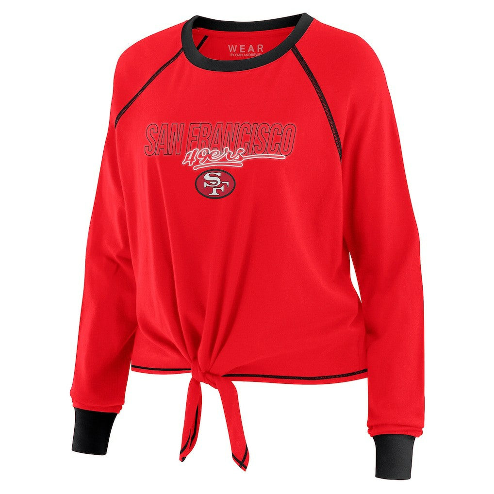 San Francisco 49ers WEAR by Erin Andrews Women's Tie-Front Long Sleeve T-Shirt Scarlet