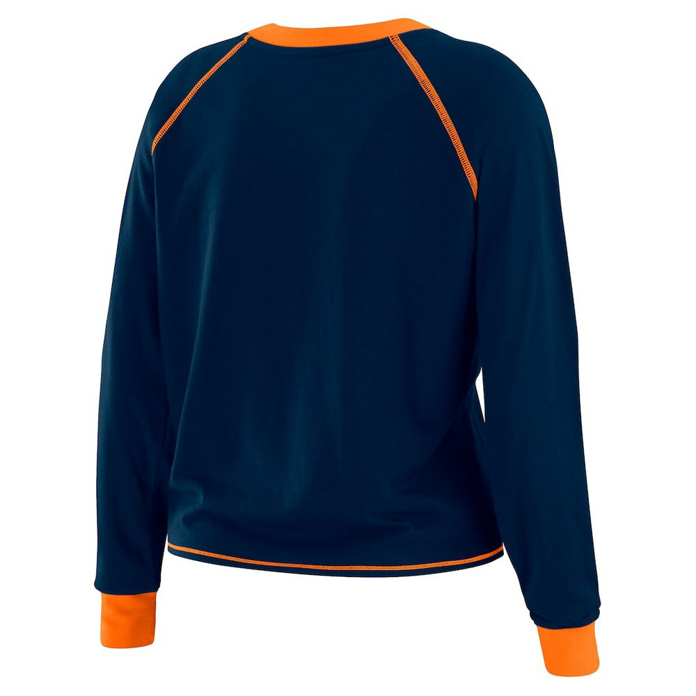 Chicago Bears WEAR by Erin Andrews Women's Tie-Front Long Sleeve T-Shirt Navy