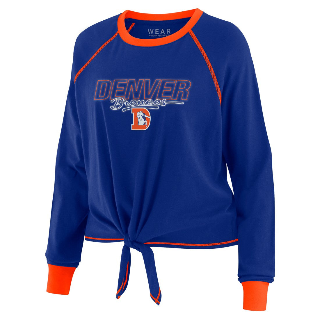 Denver Broncos WEAR by Erin Andrews Women's Tie-Front Long Sleeve T-Shirt Royal