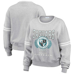 Jacksonville Jaguars WEAR by Erin Andrews Women's Cropped Pullover Sweatshirt Heather Gray