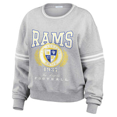 Los Angeles Rams WEAR by Erin Andrews Women's Cropped Pullover Sweatshirt Heather Gray
