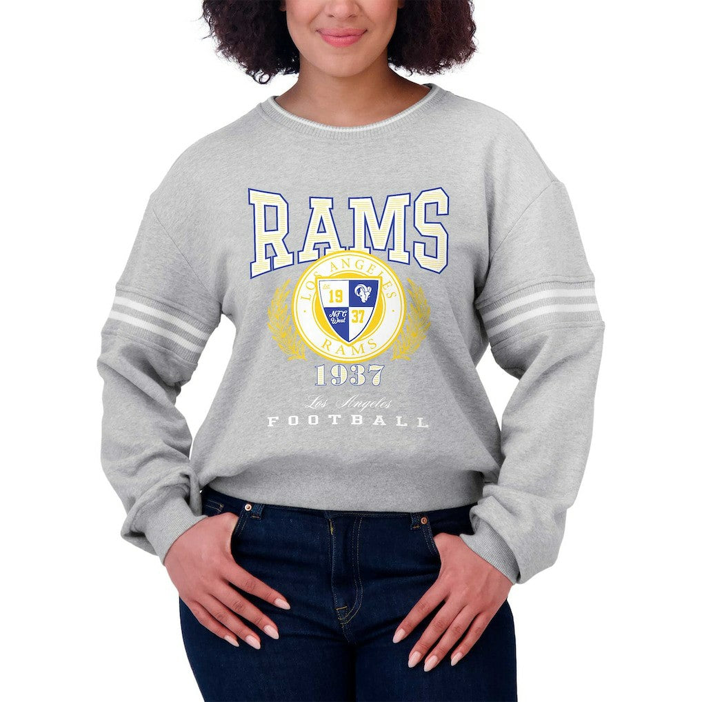 Los Angeles Rams WEAR by Erin Andrews Women's Cropped Pullover Sweatshirt Heather Gray