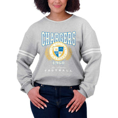 Los Angeles Chargers WEAR by Erin Andrews Women's Cropped Pullover Sweatshirt Heather Gray