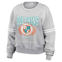 Miami Dolphins WEAR by Erin Andrews Women's Cropped Pullover Sweatshirt Heather Gray