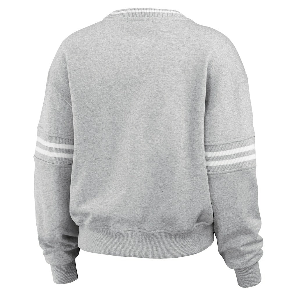New York Jets WEAR by Erin Andrews Women's Crest Cropped Pullover Sweatshirt Heather Gray