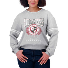 Tampa Bay Buccaneers WEAR by Erin Andrews Women's Cropped Pullover Sweatshirt Heather Gray