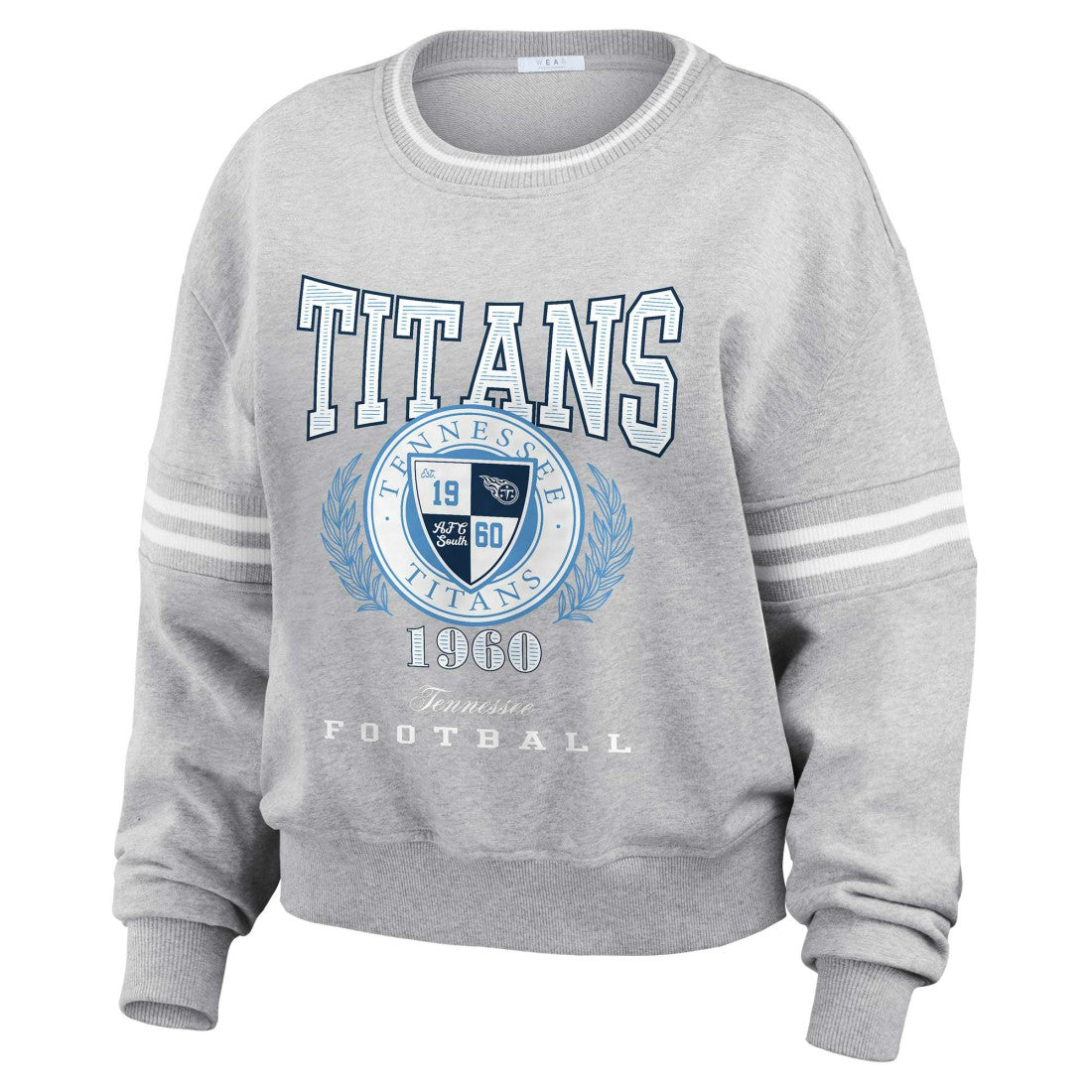 Tennessee Titans WEAR by Erin Andrews Women's Cropped Pullover Sweatshirt Heather Gray