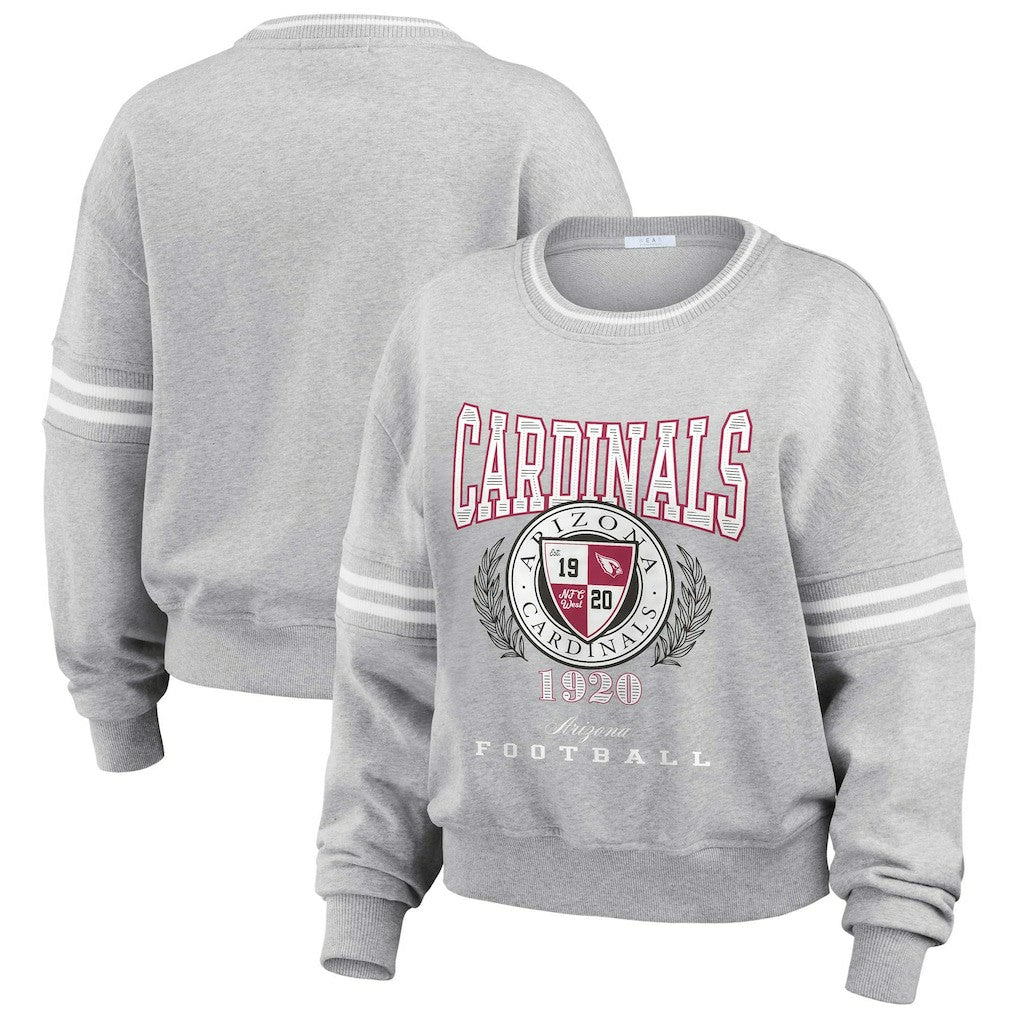 Arizona Cardinals WEAR by Erin Andrews Women's Cropped Pullover Sweatshirt Heather Gray