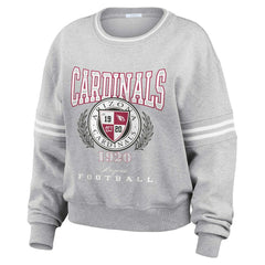 Arizona Cardinals WEAR by Erin Andrews Women's Cropped Pullover Sweatshirt Heather Gray