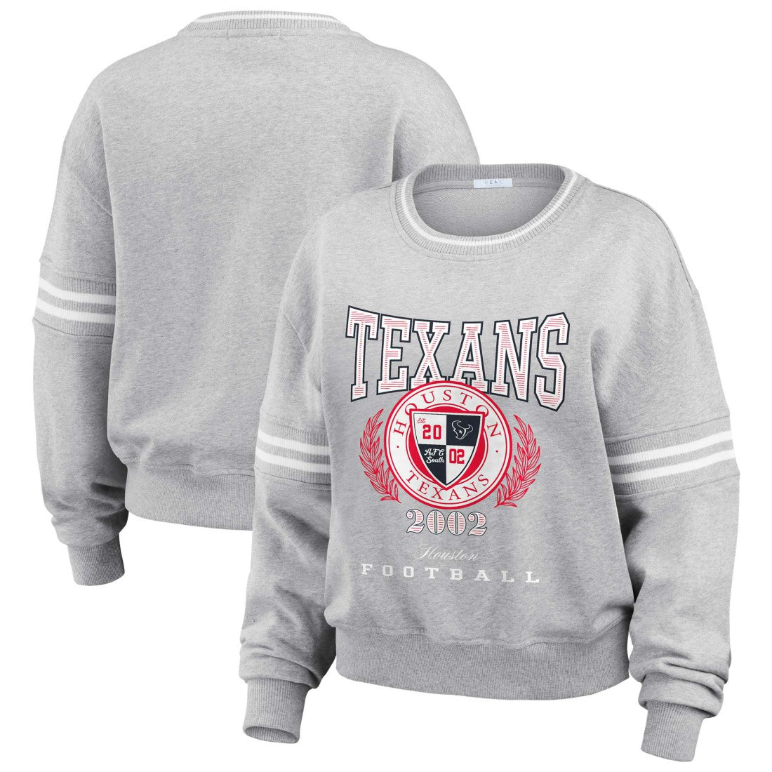 Houston Texans WEAR by Erin Andrews Women's Cropped Pullover Sweatshirt Heather Gray