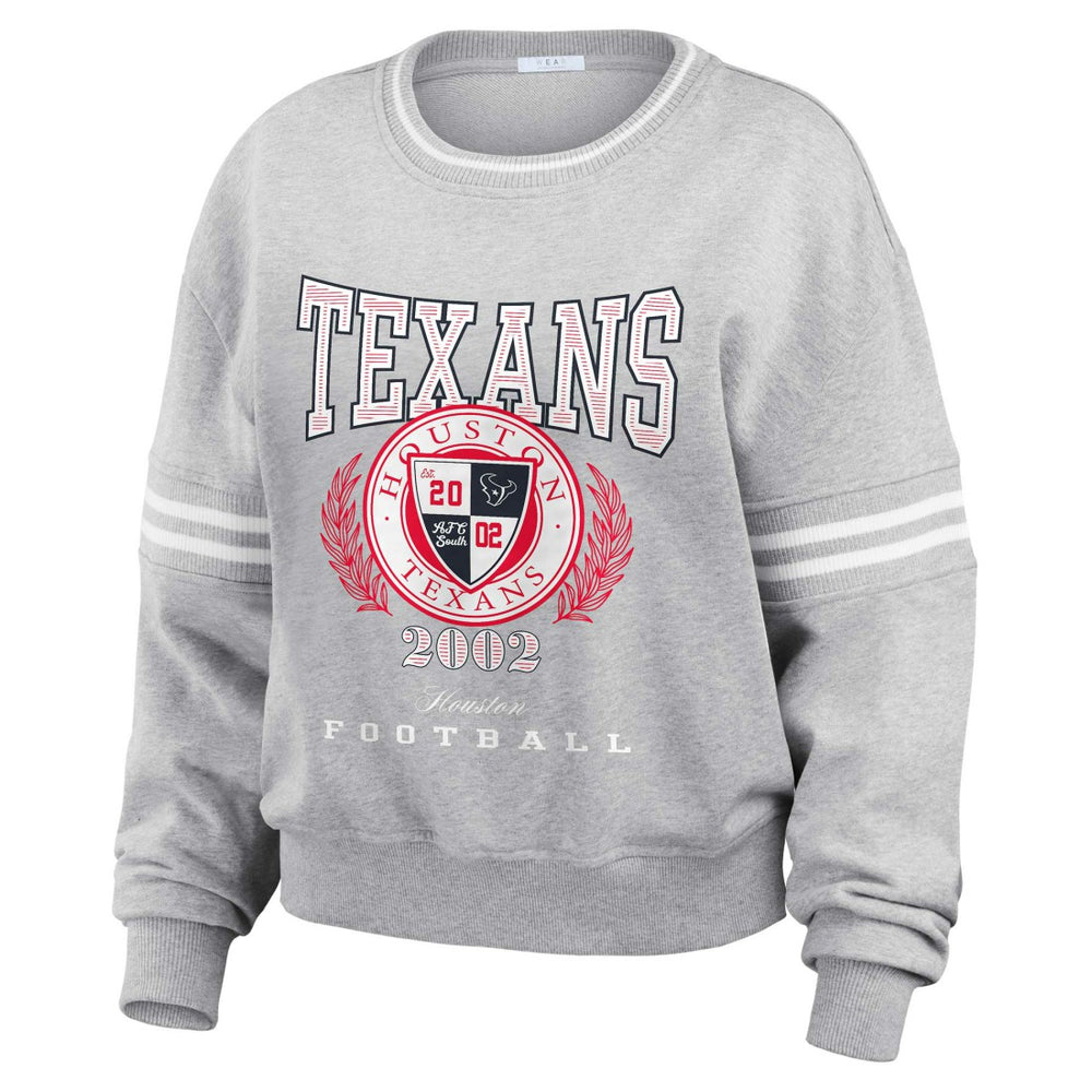 Houston Texans WEAR by Erin Andrews Women's Cropped Pullover Sweatshirt Heather Gray
