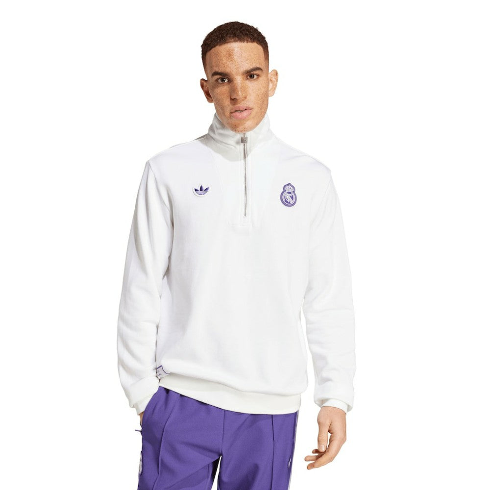 Real Madrid Originals Terrace Icons Collection Half-Zip Top White