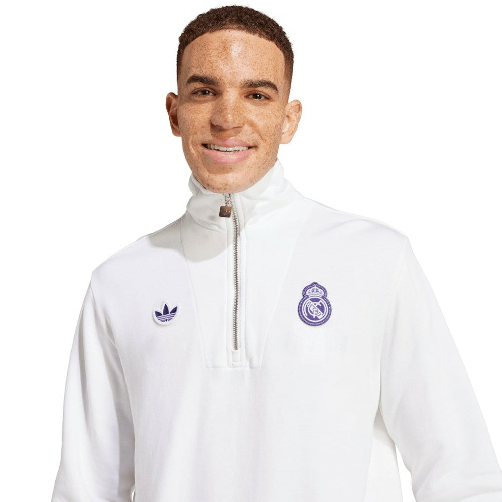 Real Madrid Originals Terrace Icons Collection Half-Zip Top White
