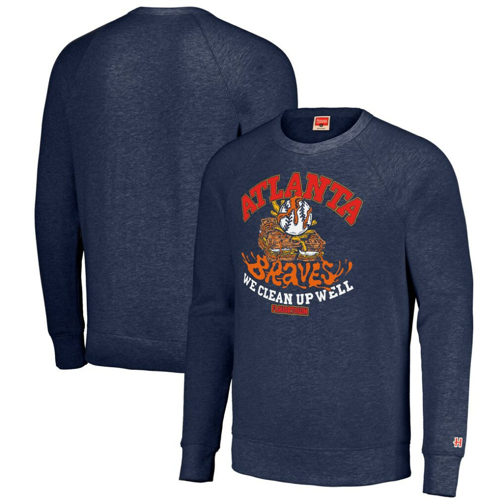 Atlanta Braves MLB x Guy Fieri’s Flavortown Unisex Tri-Blend Pullover Sweatshirt - Navy Pullover