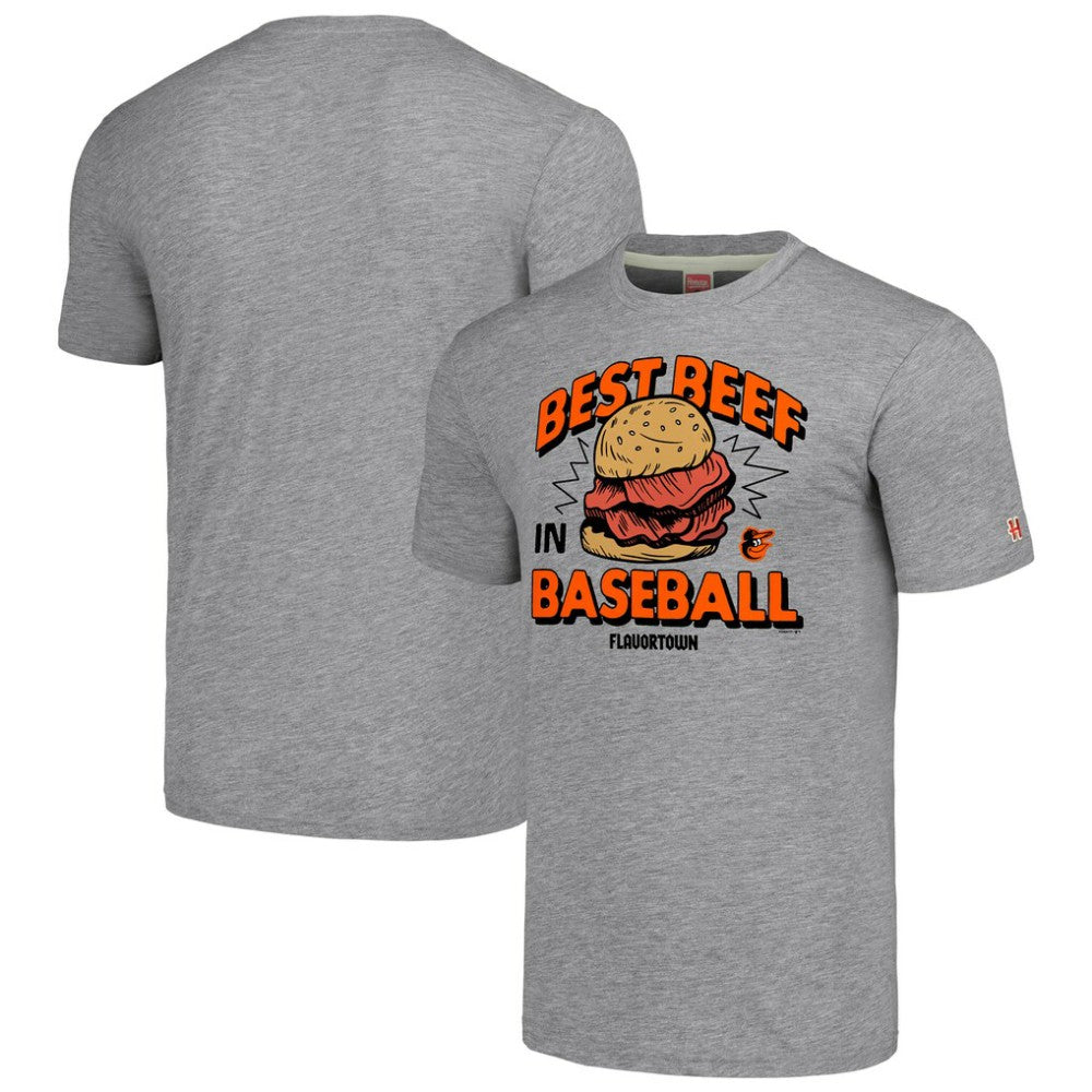 Baltimore Orioles MLB x Guy Fieri’s Flavortown Unisex Tri-Blend T-Shirt - Gray T-shirts