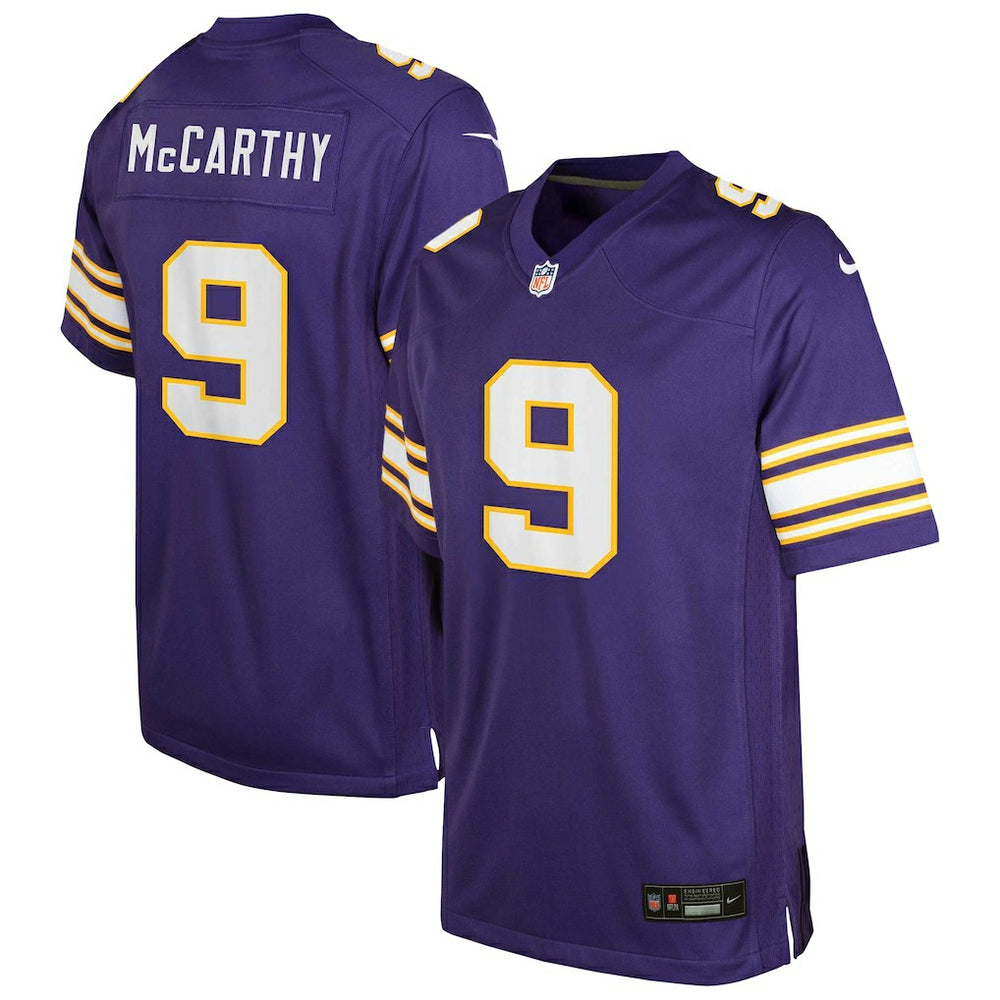 NFL J.J. McCarthy Minnesota Vikings Youth Game Jersey - Purple
