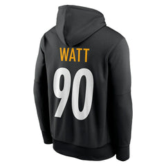 T.J. Watt Pittsburgh Steelers Player Name & Number Therma Hoodie Black