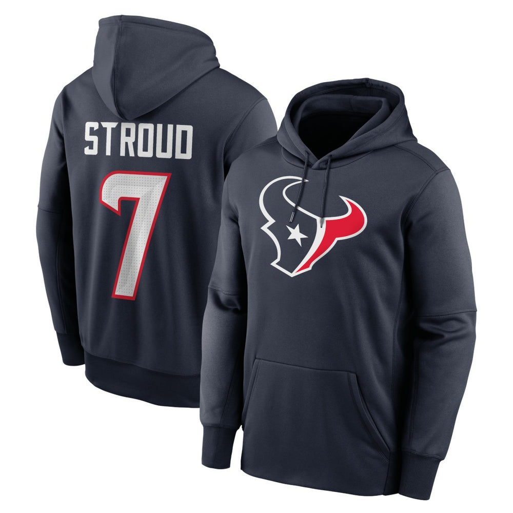 C.J. Stroud Houston Texans Player Name & Number Therma Hoodie Navy