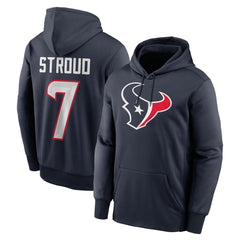C.J. Stroud Houston Texans Player Name & Number Therma Hoodie Navy