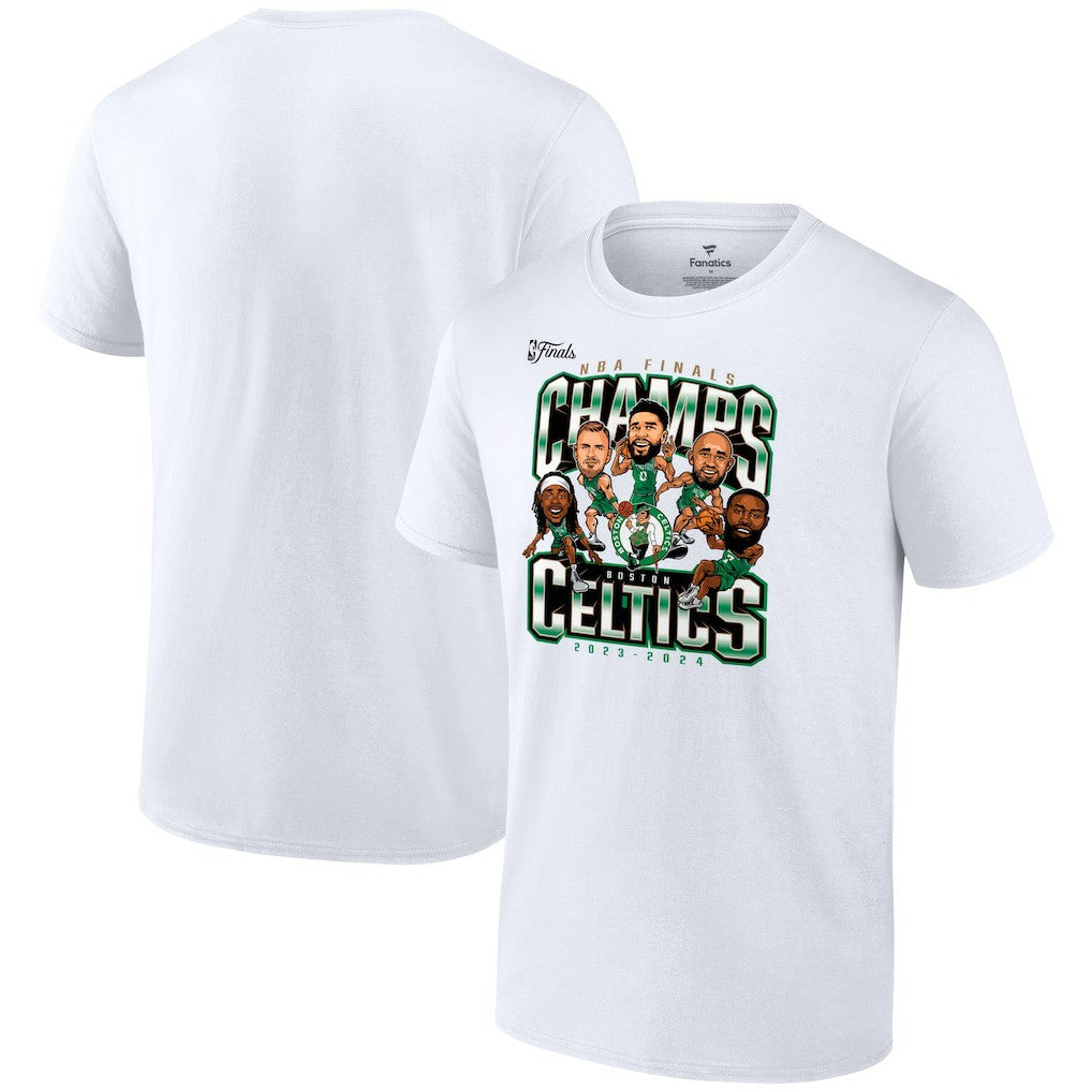 Boston Celtics 2024 NBA Finals Champions Pull Up Jumper Caricature T-Shirt White