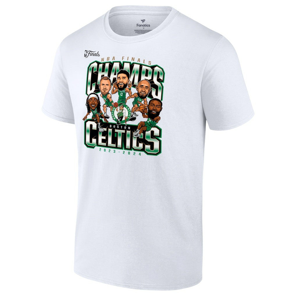 Boston Celtics 2024 NBA Finals Champions Pull Up Jumper Caricature T-Shirt White