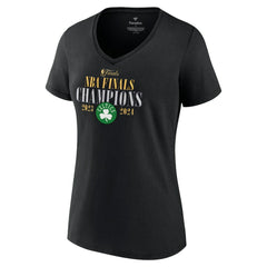 Boston Celtics Women's 2024 NBA Finals Champions Fade Away Jumper Roster Signature V-Neck T-Shirt Black